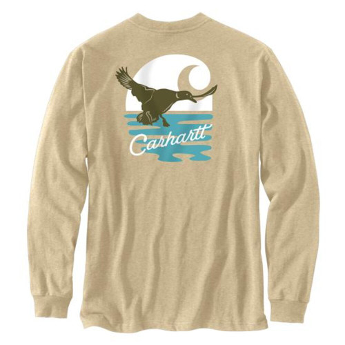 Carhartt Men's Loose Fit Heavyweight Long-Sleeve Pocket Duck Graphic T-Shirt - Beach Heather