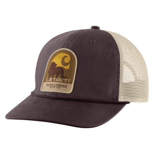 Carhartt Canvas Mesh-Back Dog Patch Cap - Dark Sepia Carhartt Canvas Mesh-Back Dog Patch Cap - Dark Sepia