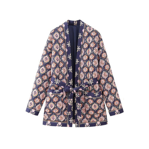Sundayup Collarless Long Quilted Jacket Sundayup Collarless Long Quilted Jacket