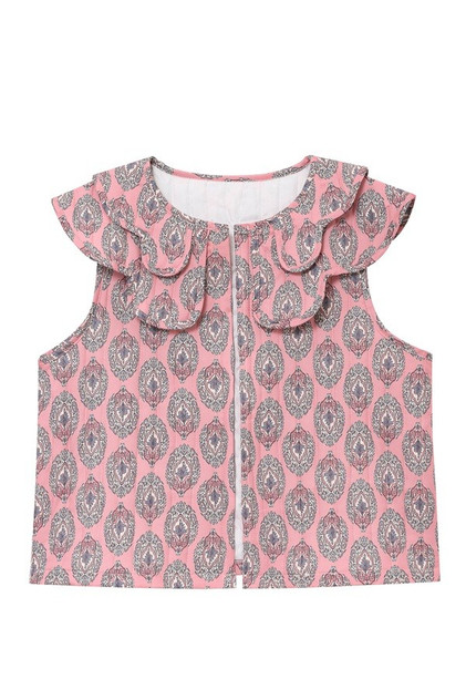 Sundayup Pink Paisley Print Quilted Vest Sundayup Pink Paisley Print Quilted Vest