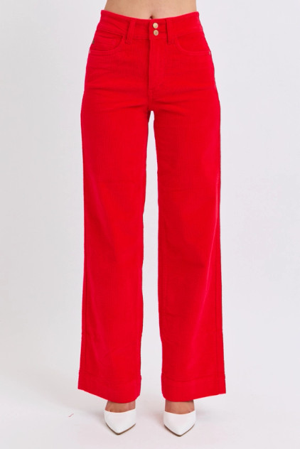 Judy Blue High Waisted Corduroy Trouser Wide - Ruby Judy Blue High Waisted Corduroy Trouser Wide - Ruby