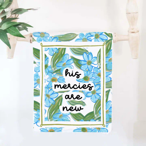 Happy By Rachel Blue Floral His Mercies Towel Happy By Rachel Blue Floral His Mercies Towel