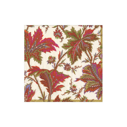 Caspari Paisley Leaves Ivory Cocktail Napkins