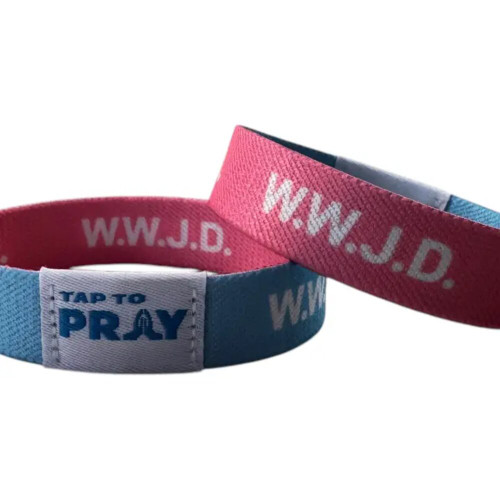 Tap To Pray Blue and Pink Medium WWJD Wristbands