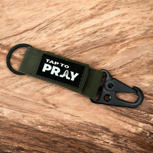 Tap To Pray Green Tactical Carabiner Keychain Tap To Pray Green Tactical Carabiner Keychain