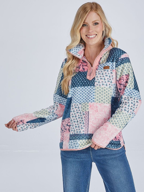 Simply Southern Women's Y-Neck Pullover - Quilt