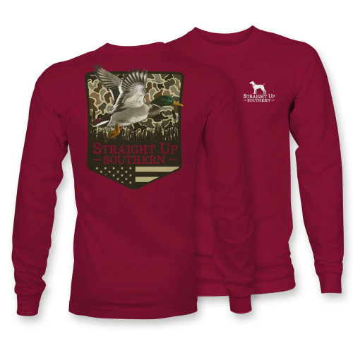 Straight Up Southern Men's Duck Camo Patch Long Sleeve T-Shirt Straight Up Southern Men's Duck Camo Patch Long Sleeve T-Shirt