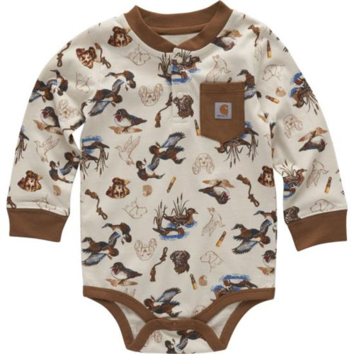 Carhartt Infant Boys Long-Sleeve Printed Henley Bodysuit - Turtle Dove Carhartt Infant Boys Long-Sleeve Printed Henley Bodysuit - Turtle Dove