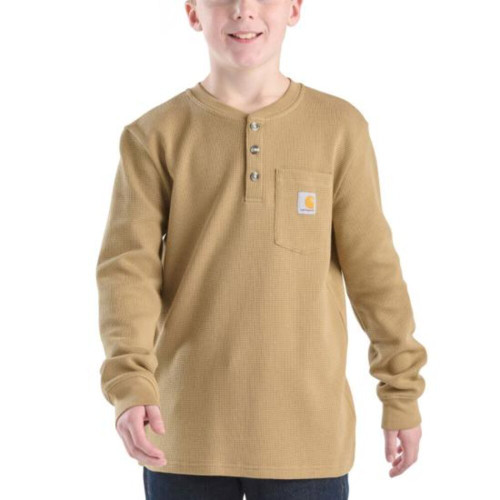 Carhartt Boys Long-Sleeve Henley Pocket T-Shirt - Dark Khaki Carhartt Boys Long-Sleeve Henley Pocket T-Shirt - Dark Khaki