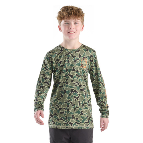 Carhartt Boys Force Sun Defender Long Sleeve Camo T-Shirt - Green Duck Camo