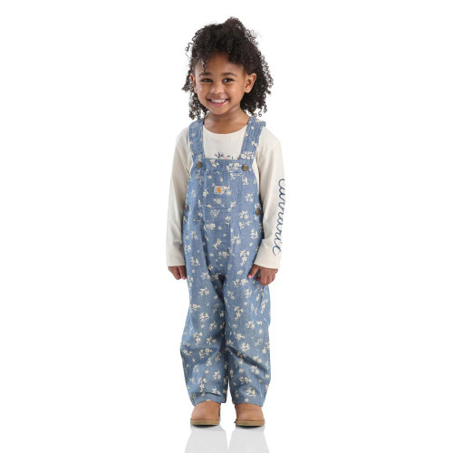 Carhartt Toddler Girls Long Sleeve T-Shirt and Printed Chambray Overall Set