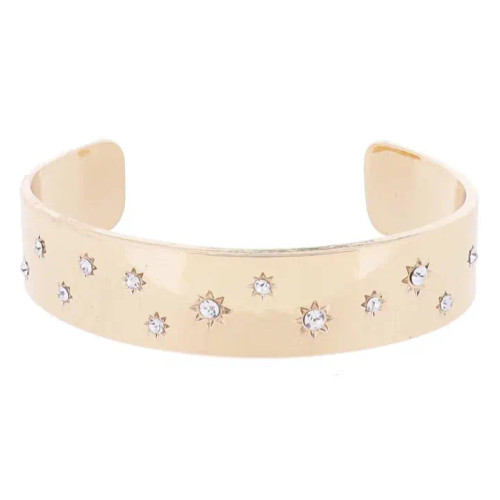 Jane Marie Thick Gold Cuff with Multi Crystal Starbursts Bracelet Jane Marie Thick Gold Cuff with Multi Crystal Starbursts Bracelet