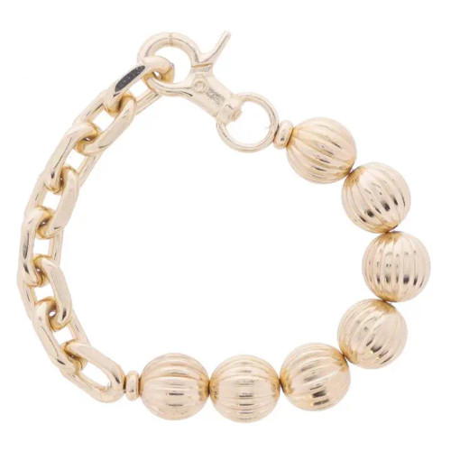 Jane Marie Half Gold Cable Chain, Half Chunky Gold Ball Beaded Bracelet Jane Marie Half Gold Cable Chain, Half Chunky Gold Ball Beaded Bracelet