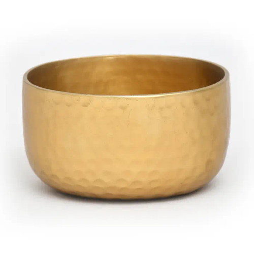 India Handicrafts Gold Oval Hammered Bowl India Handicrafts Gold Oval Hammered Bowl