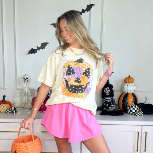 Poppy and Pine Patchwork Jack O Lantern Youth Tee Poppy and Pine Patchwork Jack O Lantern Youth Tee