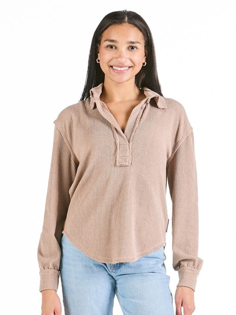 Simply Southern Women's Collared Knit Top - Umber Simply Southern Women's Collared Knit Top - Umber