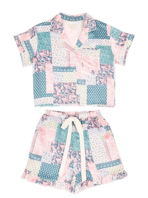 Simply Southern Women's Short Sleeve Quilt Pattern PJ Set Simply Southern Women's Short Sleeve Quilt Pattern PJ Set