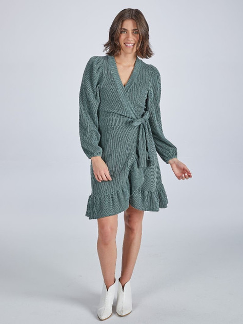Simply Southern Women's Knit Wrap Dress - Jade