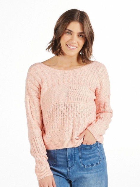 Simply Southern Women's Open Back Sweater - Pink