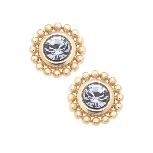 Canvas Maxi Rhinestone Stud Earrings in Shiny Gold Canvas Maxi Rhinestone Stud Earrings in Shiny Gold