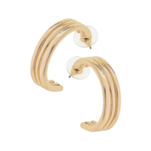 Canvas Dolores Ribbed Hoop Earrings in Shiny Gold Canvas Dolores Ribbed Hoop Earrings in Shiny Gold