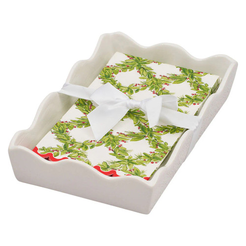 Sophistiplate Holly Berry Christmas Guest Towel with Napkin Tray Sophistiplate Holly Berry Christmas Guest Towel with Napkin Tray