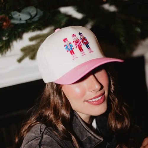 Katydid Nutcrackers Vintage Christmas Trucker Hat - Pink/Tan Katydid Nutcrackers Vintage Christmas Trucker Hat - Pink/Tan