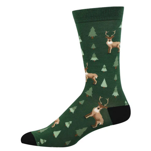 Socksmith Men's Deer in the Trees Bamboo Crew Socks — Green