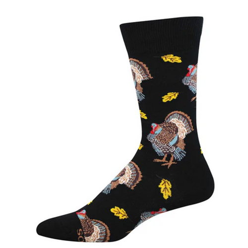 Socksmith Men's Big Turkey Novelties Cotton Crew Socks — Black