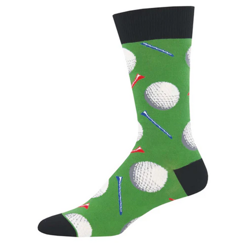 Socksmith Men's Tee It Up Green Novelty Crew Socks