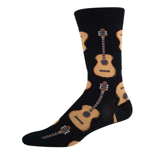 Socksmith Men's Guitars Black Novelty Crew Sock