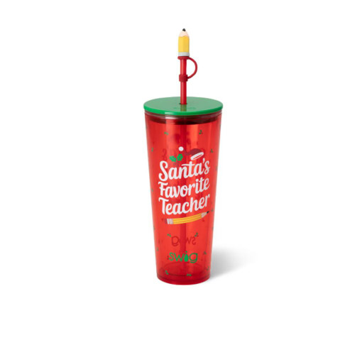 Swig Life 24oz Santa's Favorite Teacher Plastic Tumbler