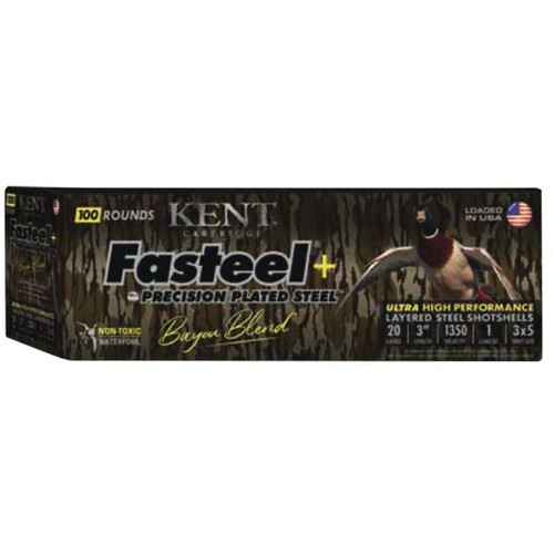 Kent Cartridge Fasteel+ Bayou Blend 20 Gauge 3" #3/#5 1 oz Shotshell, 100rds
