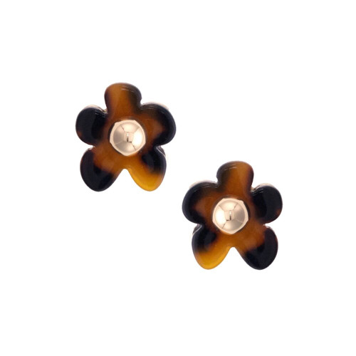 Canvas Bambi Flower Stud Earrings in Tortoise Canvas Bambi Flower Stud Earrings in Tortoise