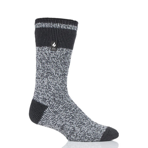 Heat Holders Men's Rook Block Twist Crew Socks - Charcoal/Light Grey