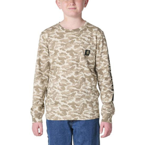 Carhartt Boys Long Sleeve Camo Pocket Tee - Sand