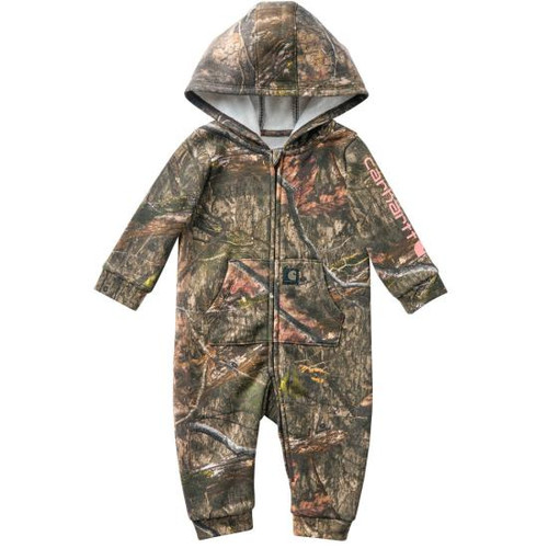 Carhartt Infant Girls Zip Front Hooded Camo Coveralls - Mossy Oak Country DNA