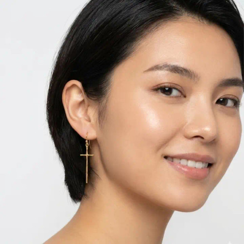 Ellison+Young Minimal Molten Cross Earrings