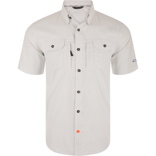 Drake Men's Wingshooters Trey Grid Check Short Sleeve Shirt - Medieval Blue