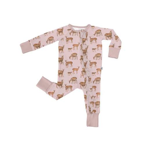 Goosies Infant Girls Does & Fawns Convertible Zip Pajamas