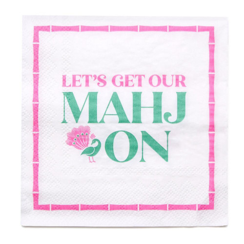Two's Company Let's Mahj On 3-Ply Paper Cocktail Napkin