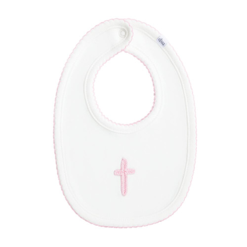 Mud Pie Pink Crochet Cross Bib