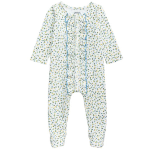 Mud Pie White Floral Ruffle Sleepers