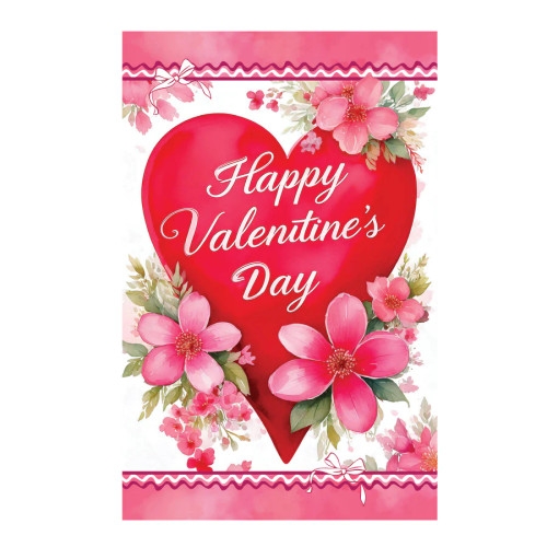 Evergreen Happy Valentine’s Day Heart Applique Garden Flag