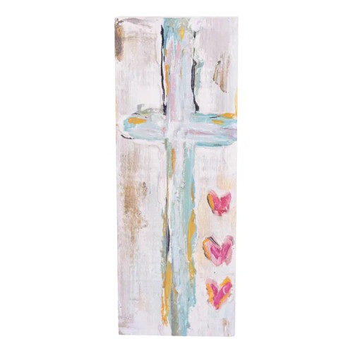 Glory Haus Hearts Cross Wood Block