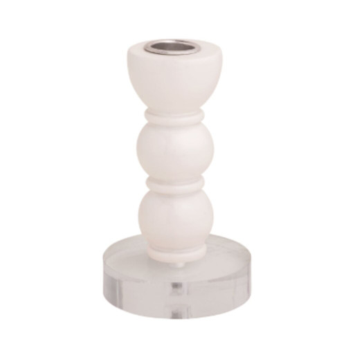 Mud Pie Small White Resin Taper Holder