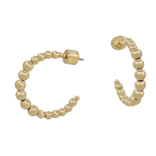 What's Hot Gold Graduated Beaded Hoop Earring
