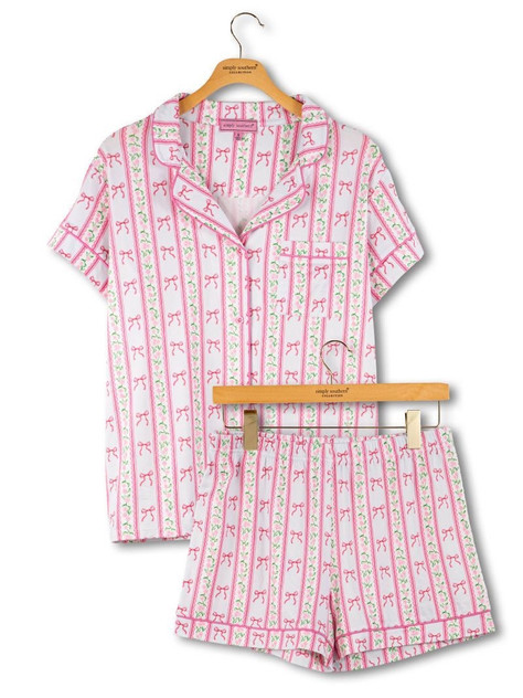 Simply Southern Women's Button PJ Set - Bow Stripe