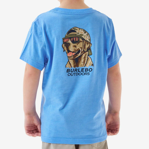 Burlebo Youth Short Sleeve Tee - Mallard Camo Dog - Periwinkle