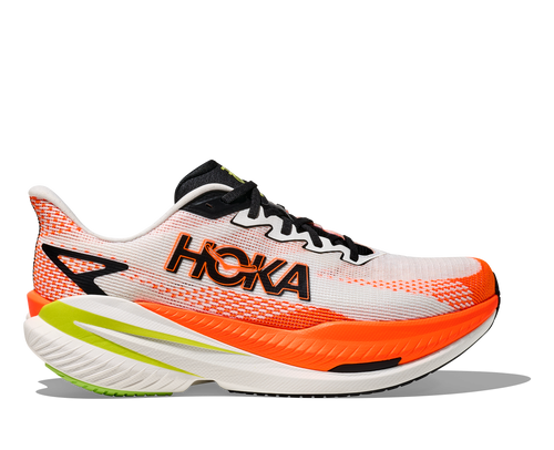 HOKA Mach X 3 Men’s Plated Performance Trainer - White/Neon Tangerine